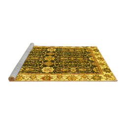 Sideview of Machine Washable Oriental Yellow Traditional Rug, wshabs3549yw