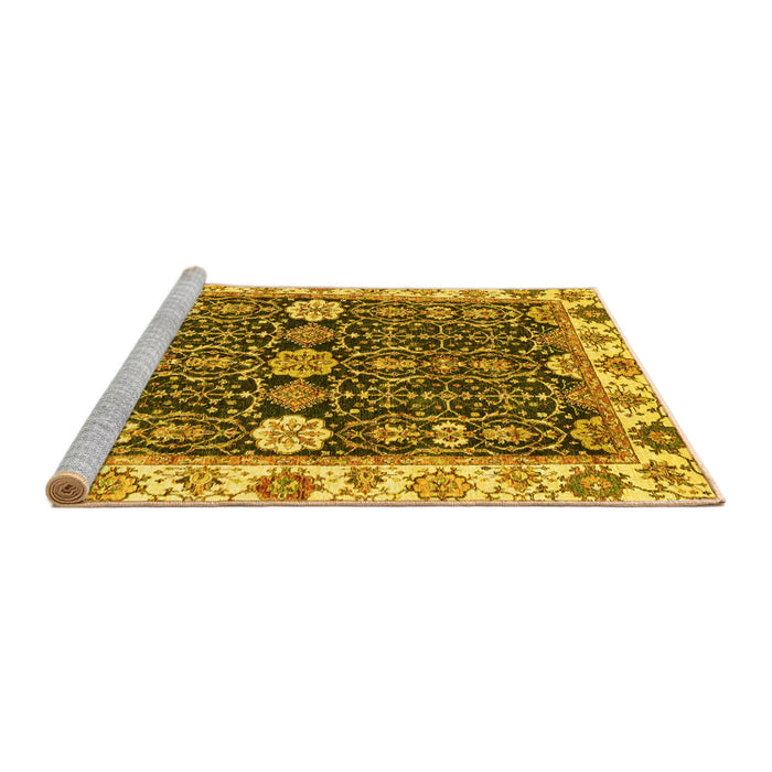 Sideview of Machine Washable Oriental Yellow Traditional Rug, wshabs3549yw