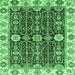 Square Machine Washable Oriental Emerald Green Traditional Area Rugs, wshabs3549emgrn