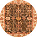 Round Machine Washable Oriental Orange Traditional Area Rugs, wshabs3549org