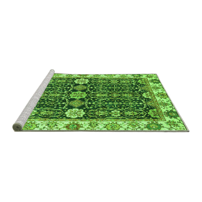 Sideview of Machine Washable Oriental Green Traditional Area Rugs, wshabs3549grn