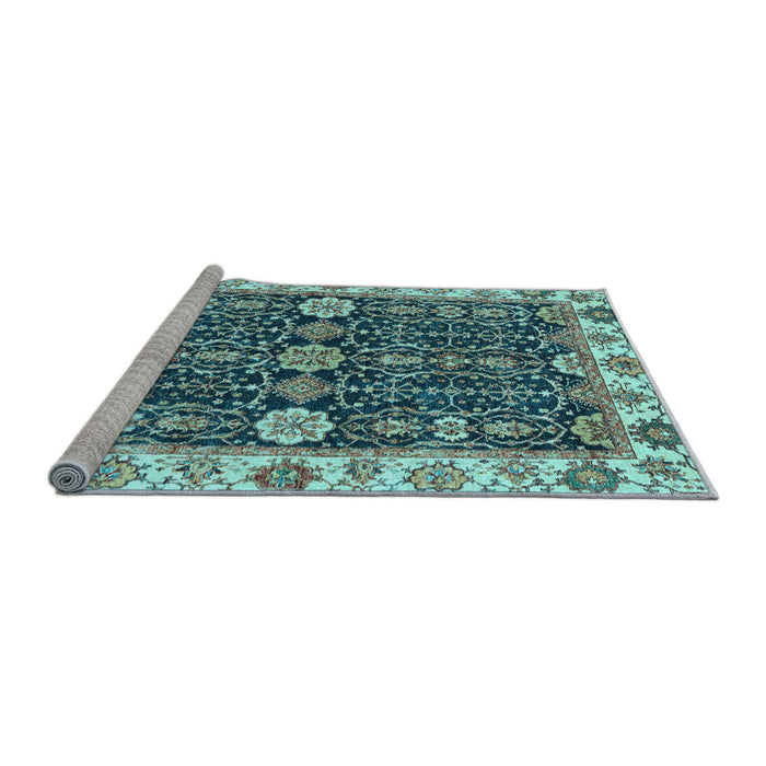 Sideview of Machine Washable Oriental Light Blue Traditional Rug, wshabs3549lblu