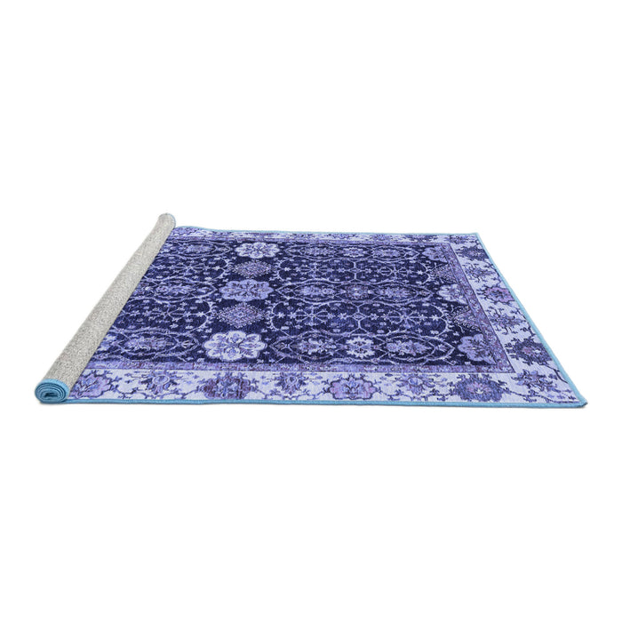 Sideview of Machine Washable Oriental Blue Traditional Rug, wshabs3549blu