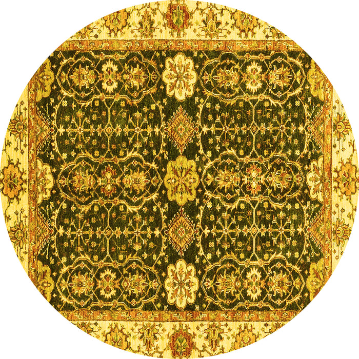 Round Oriental Yellow Traditional Rug, abs3549yw