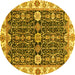 Round Oriental Yellow Traditional Rug, abs3549yw