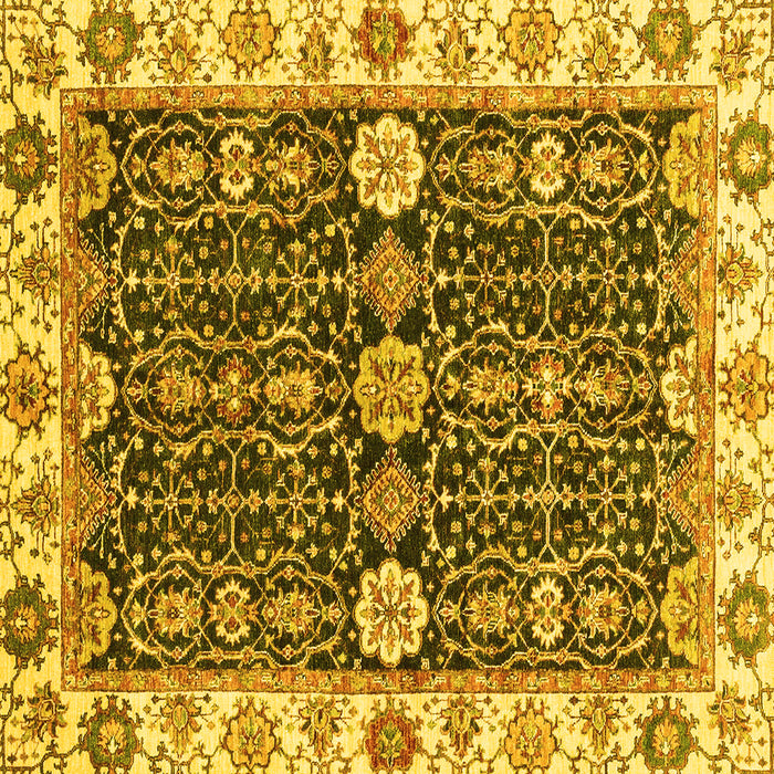 Square Oriental Yellow Traditional Rug, abs3549yw
