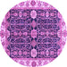 Round Machine Washable Oriental Purple Traditional Area Rugs, wshabs3549pur