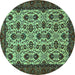 Round Abstract Turquoise Modern Rug, abs354turq