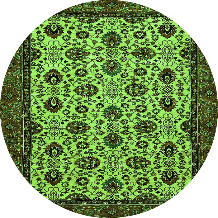 Round Abstract Green Modern Rug, abs354grn