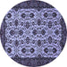 Round Machine Washable Abstract Blue Modern Rug, wshabs354blu