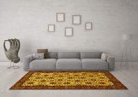 Machine Washable Abstract Yellow Modern Rug, wshabs354yw