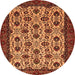 Round Abstract Orange Modern Rug, abs354org