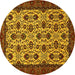 Round Machine Washable Abstract Yellow Modern Rug, wshabs354yw