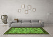 Machine Washable Abstract Green Modern Area Rugs in a Living Room,, wshabs354grn