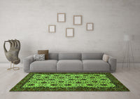 Machine Washable Abstract Green Modern Rug, wshabs354grn