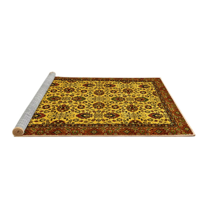 Sideview of Machine Washable Abstract Yellow Modern Rug, wshabs354yw