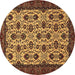 Round Abstract Brown Modern Rug, abs354brn