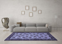 Machine Washable Abstract Blue Modern Rug, wshabs354blu