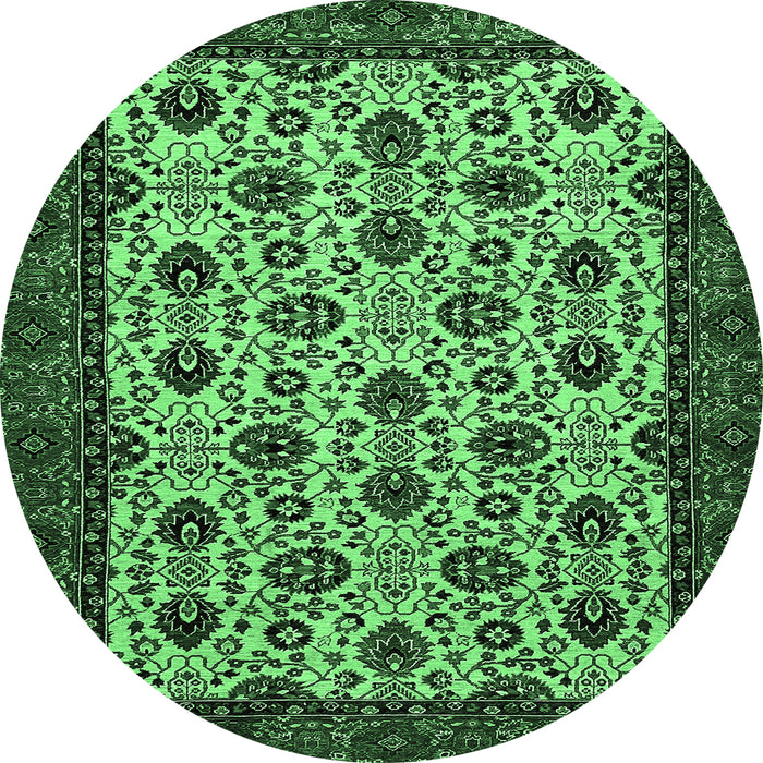 Round Abstract Emerald Green Modern Rug, abs354emgrn