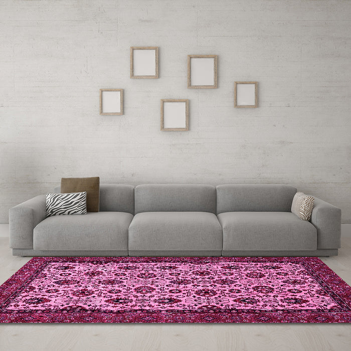 Machine Washable Abstract Pink Modern Rug in a Living Room, wshabs354pnk