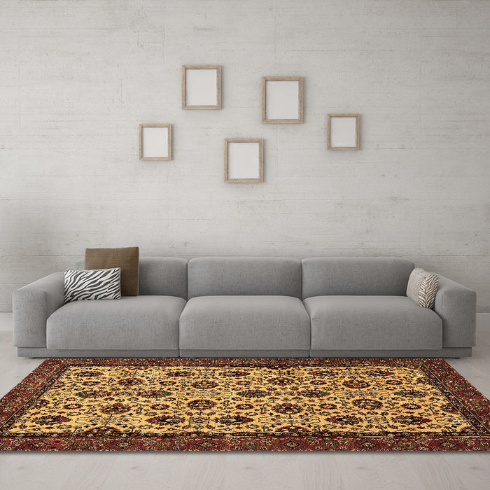 Machine Washable Abstract Brown Modern Rug in a Living Room,, wshabs354brn