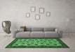 Machine Washable Abstract Emerald Green Modern Area Rugs in a Living Room,, wshabs354emgrn