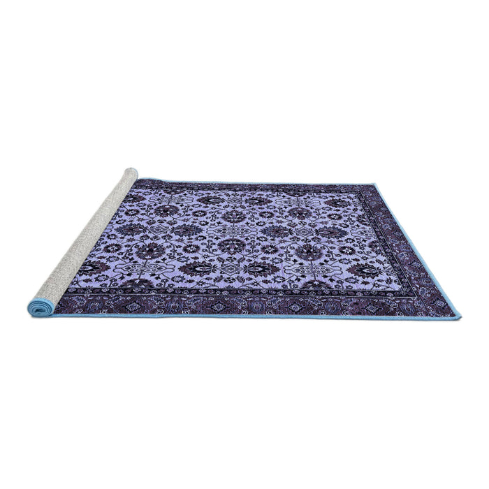 Sideview of Machine Washable Abstract Blue Modern Rug, wshabs354blu