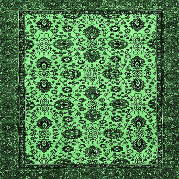 Square Machine Washable Abstract Emerald Green Modern Area Rugs, wshabs354emgrn