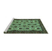 Sideview of Machine Washable Abstract Turquoise Modern Area Rugs, wshabs354turq