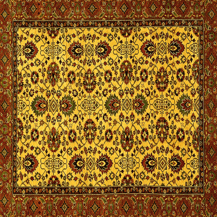 Square Machine Washable Abstract Yellow Modern Rug, wshabs354yw