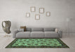 Machine Washable Abstract Turquoise Modern Area Rugs in a Living Room,, wshabs354turq