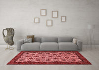 Machine Washable Abstract Red Modern Rug, wshabs354red