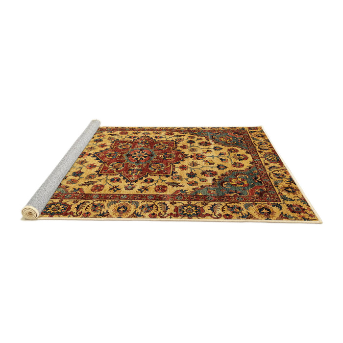 Sideview of Machine Washable Abstract Yellow Rug, wshabs3550