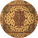 Round Abstract Brown Modern Rug, abs3550brn