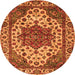 Round Abstract Orange Modern Rug, abs3550org