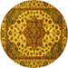 Round Machine Washable Abstract Yellow Modern Rug, wshabs3550yw