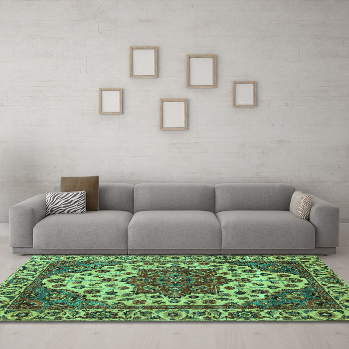 Machine Washable Abstract Turquoise Modern Area Rugs in a Living Room,, wshabs3550turq
