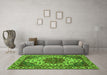 Machine Washable Abstract Green Modern Area Rugs in a Living Room,, wshabs3550grn