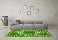 Machine Washable Abstract Green Modern Rug, wshabs3550grn