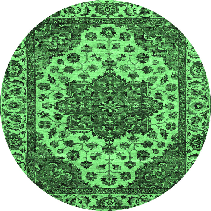 Round Abstract Emerald Green Modern Rug, abs3550emgrn