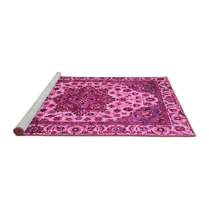 Sideview of Machine Washable Abstract Pink Modern Rug, wshabs3550pnk