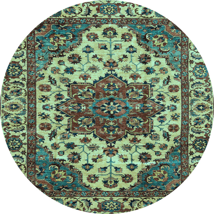 Round Abstract Light Blue Modern Rug, abs3550lblu