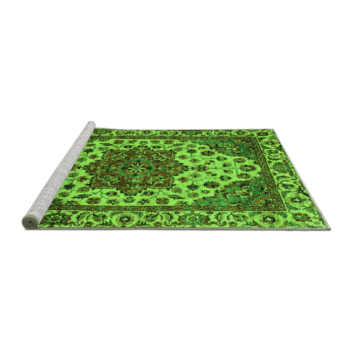 Sideview of Machine Washable Abstract Green Modern Area Rugs, wshabs3550grn