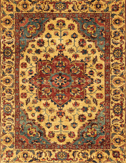 Machine Washable Abstract Yellow Rug, wshabs3550