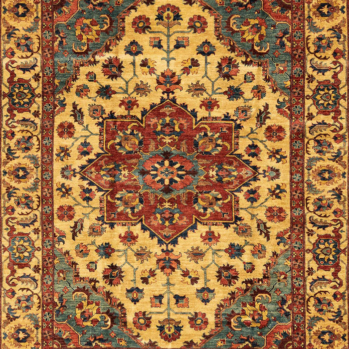 Machine Washable Abstract Yellow Rug, wshabs3550