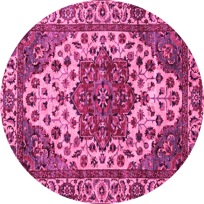 Round Abstract Pink Modern Rug, abs3550pnk