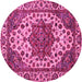 Round Abstract Pink Modern Rug, abs3550pnk