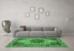 Machine Washable Abstract Emerald Green Modern Area Rugs in a Living Room,, wshabs3550emgrn