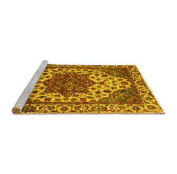 Sideview of Machine Washable Abstract Yellow Modern Rug, wshabs3550yw