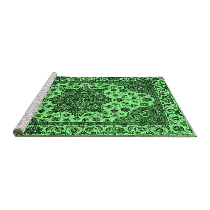 Sideview of Machine Washable Abstract Emerald Green Modern Area Rugs, wshabs3550emgrn